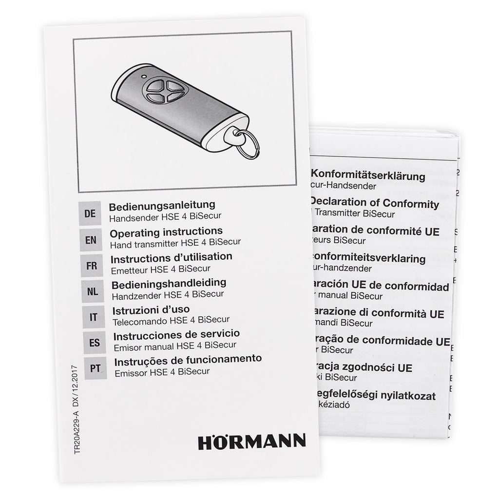 Télécommande Hörmann HSE 4, BiSecur, plastique structuré noir